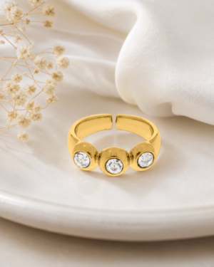 Anel Precioso Ouro com Strass