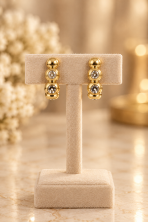 Brinco Argola Preciosa Dourada com Strass