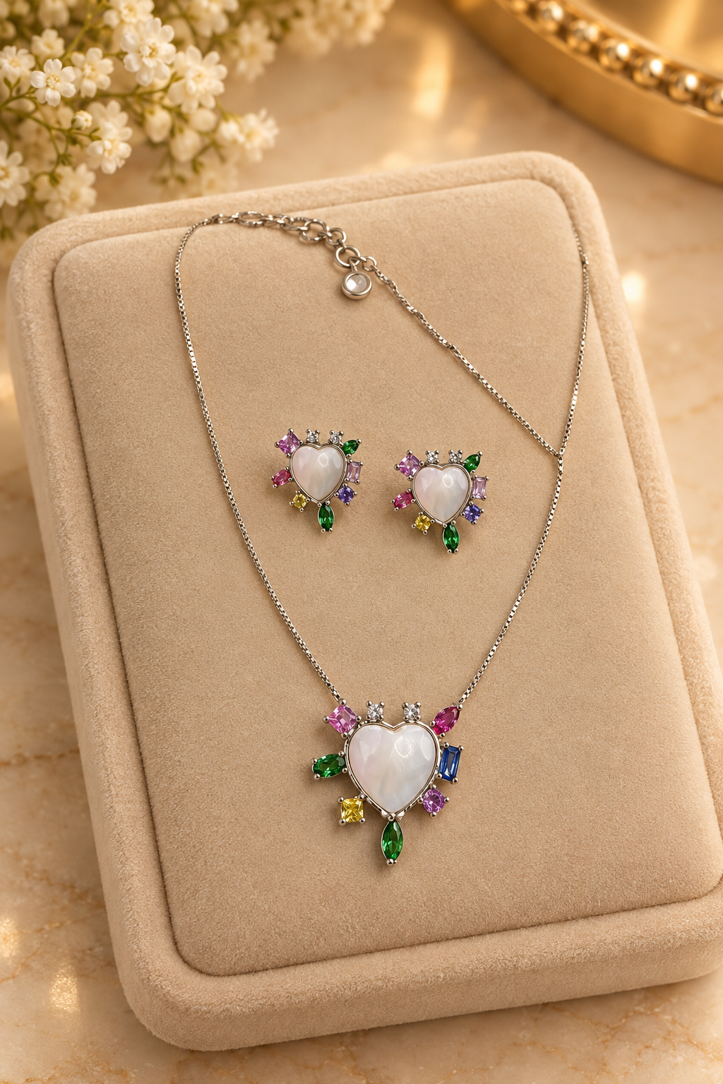 Conjunto Lumina Full Color — Colar e Brincos