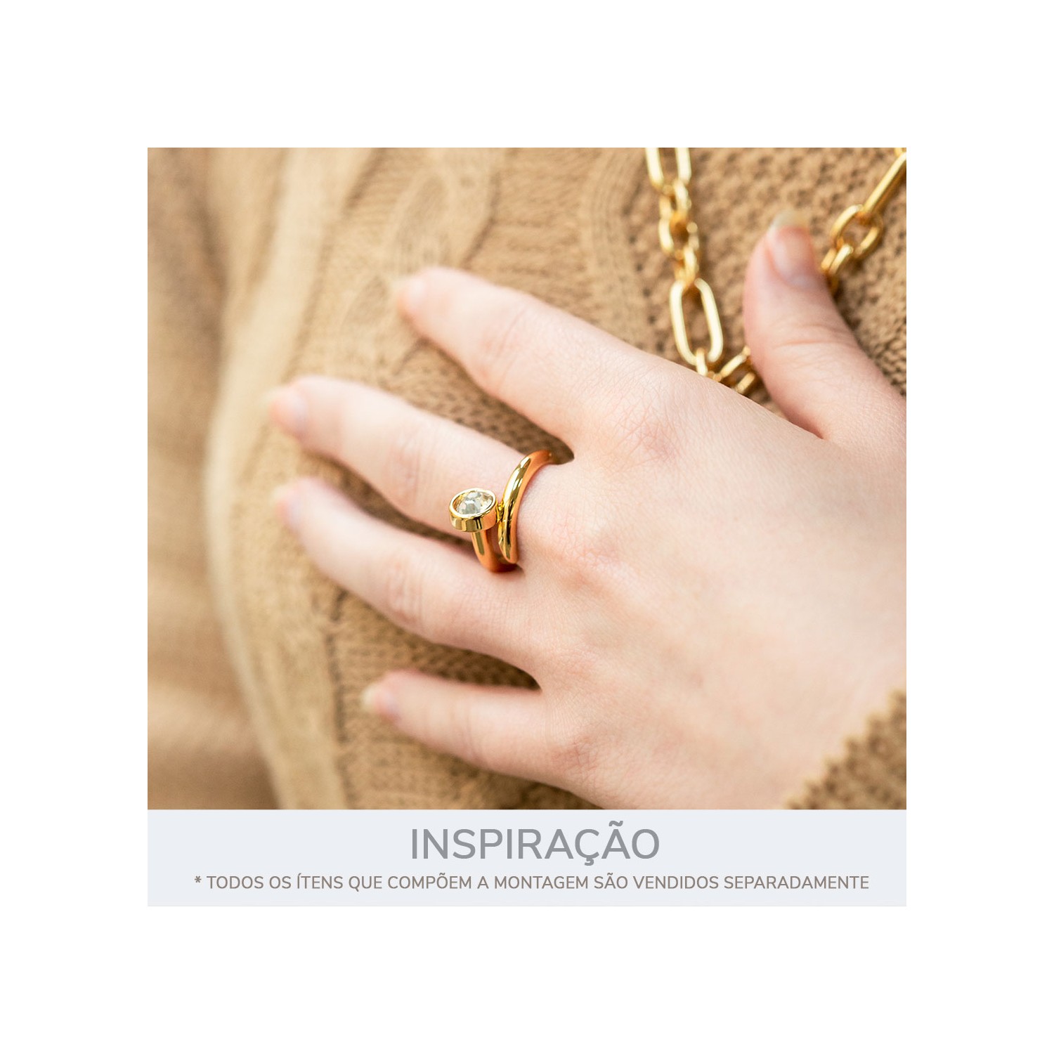Anel Prego com Strass Cristal - Imagem 2