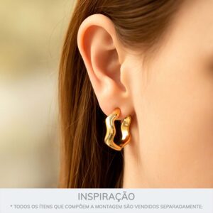 Brinco Argola Ondulada Dourada